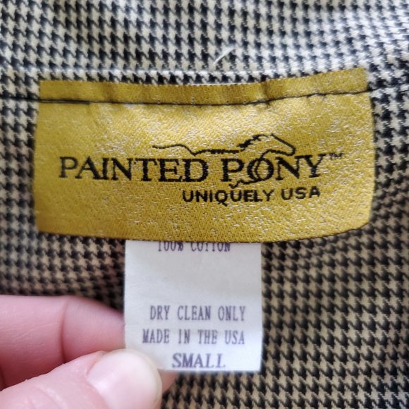 Vtg Painted Pony REVERSIBLE Buffalo Plaid Houndstooth Button-up Jacket USA Sz S - Picture 9 of 9